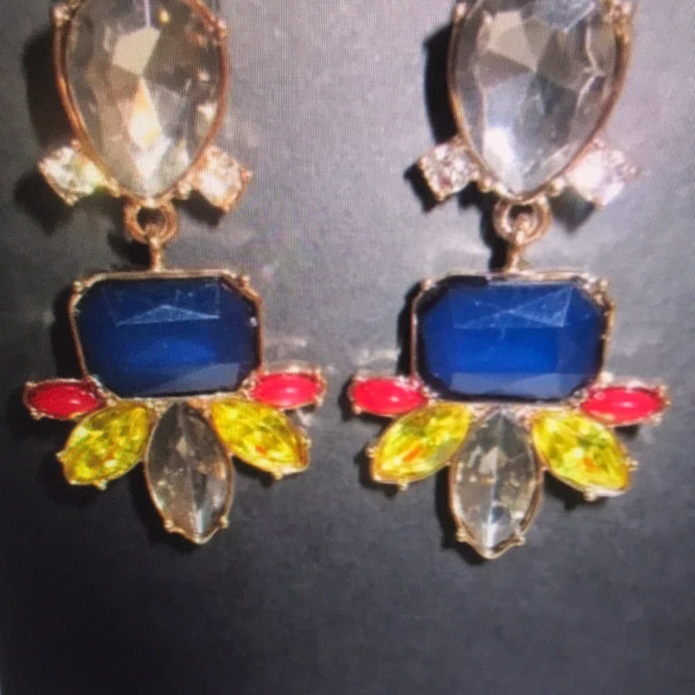 Elegant Blue and Yellow Gemstone Earrings